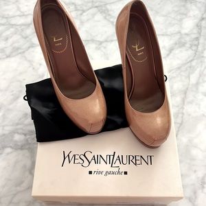Yves Saint Laurent Tribtoo 105 Pump Paille Patent light Clay 38